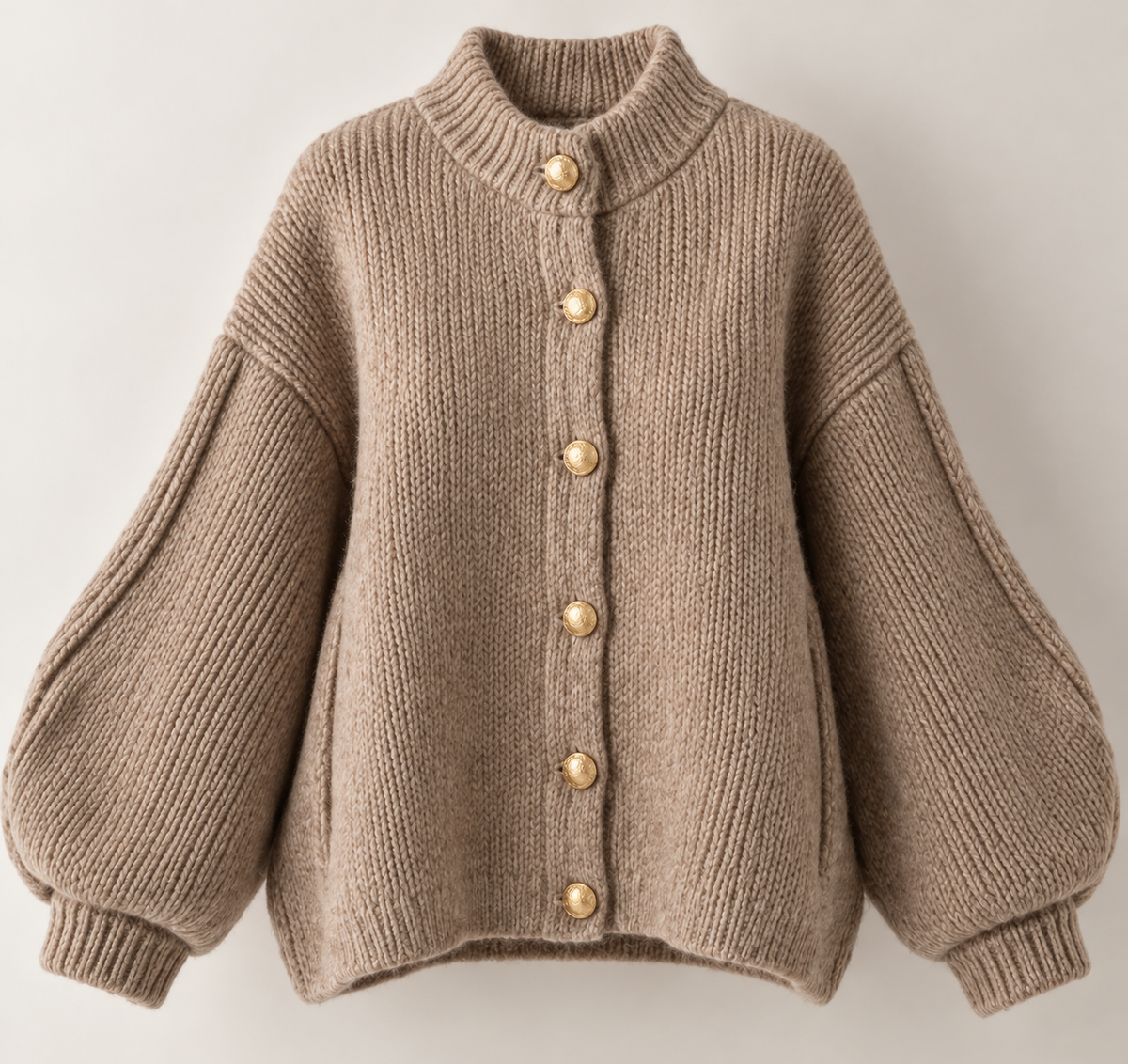 AUREVELL - Gold Button Knit Cardigan
