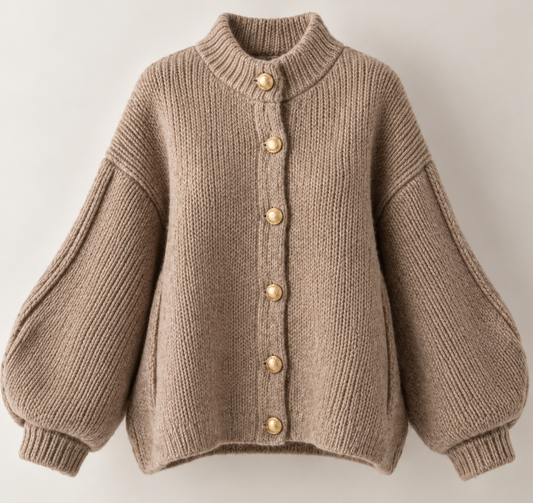 AUREVELL - Gold Button Knit Cardigan